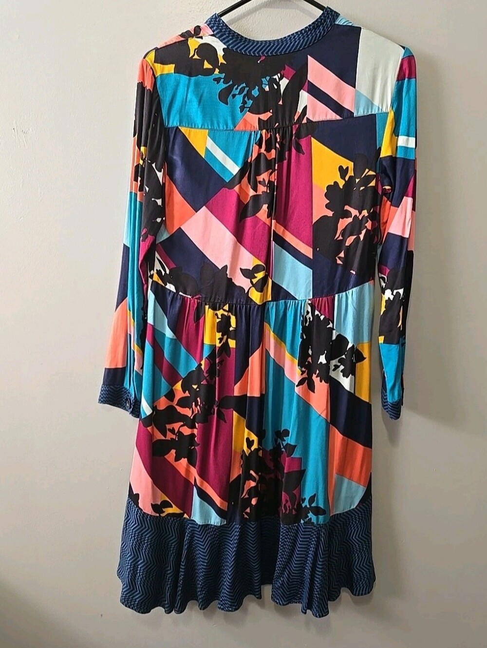 Anthropologie Maeve Tunic Dress Floral Color Block Sz. XS Tiered - Picture 7 of 11
